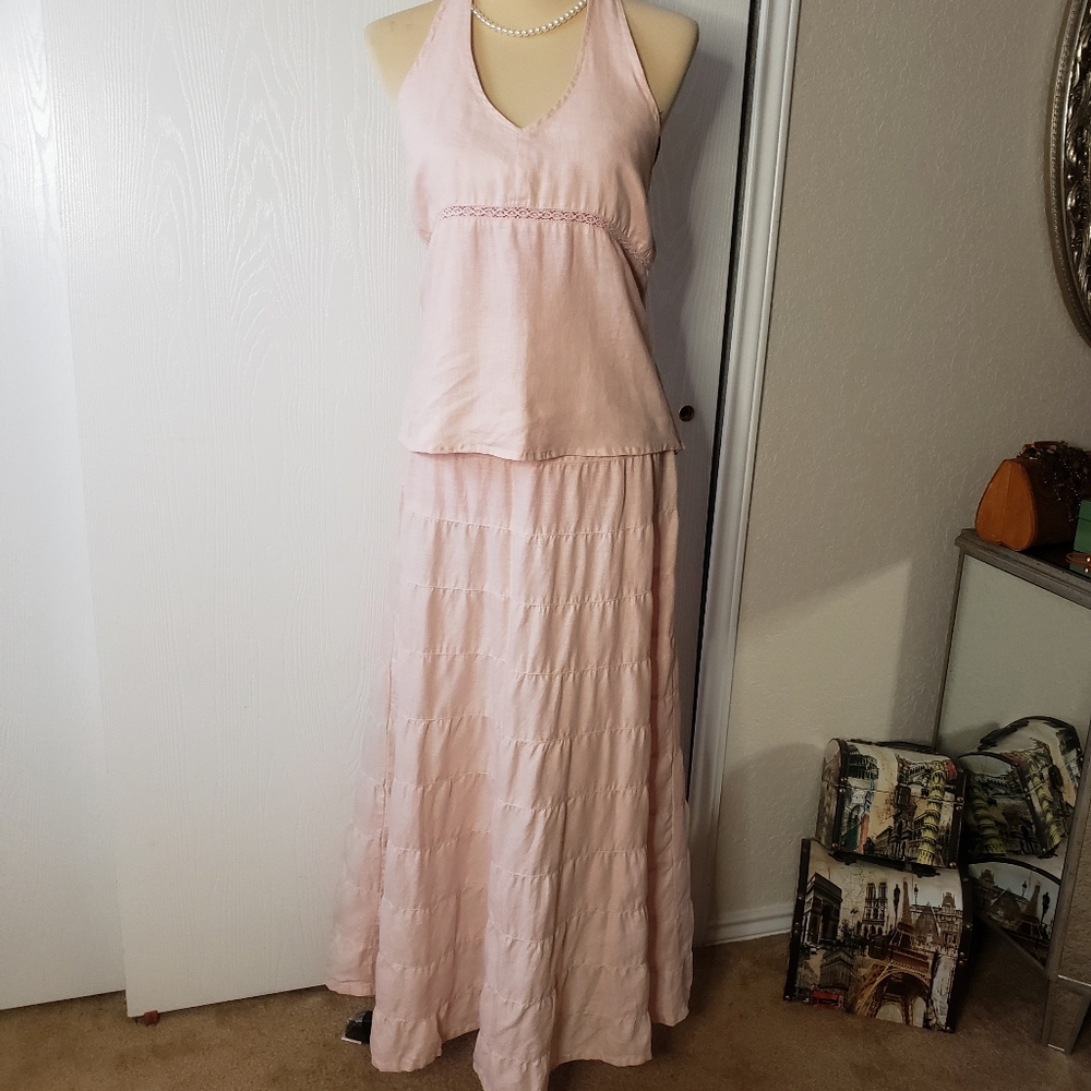 Two piece halter skirt set.